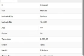 KIRKLARELİ MERKEZ DOLHAN KÖYÜ SATILIK MÜSTAKİL ARSA